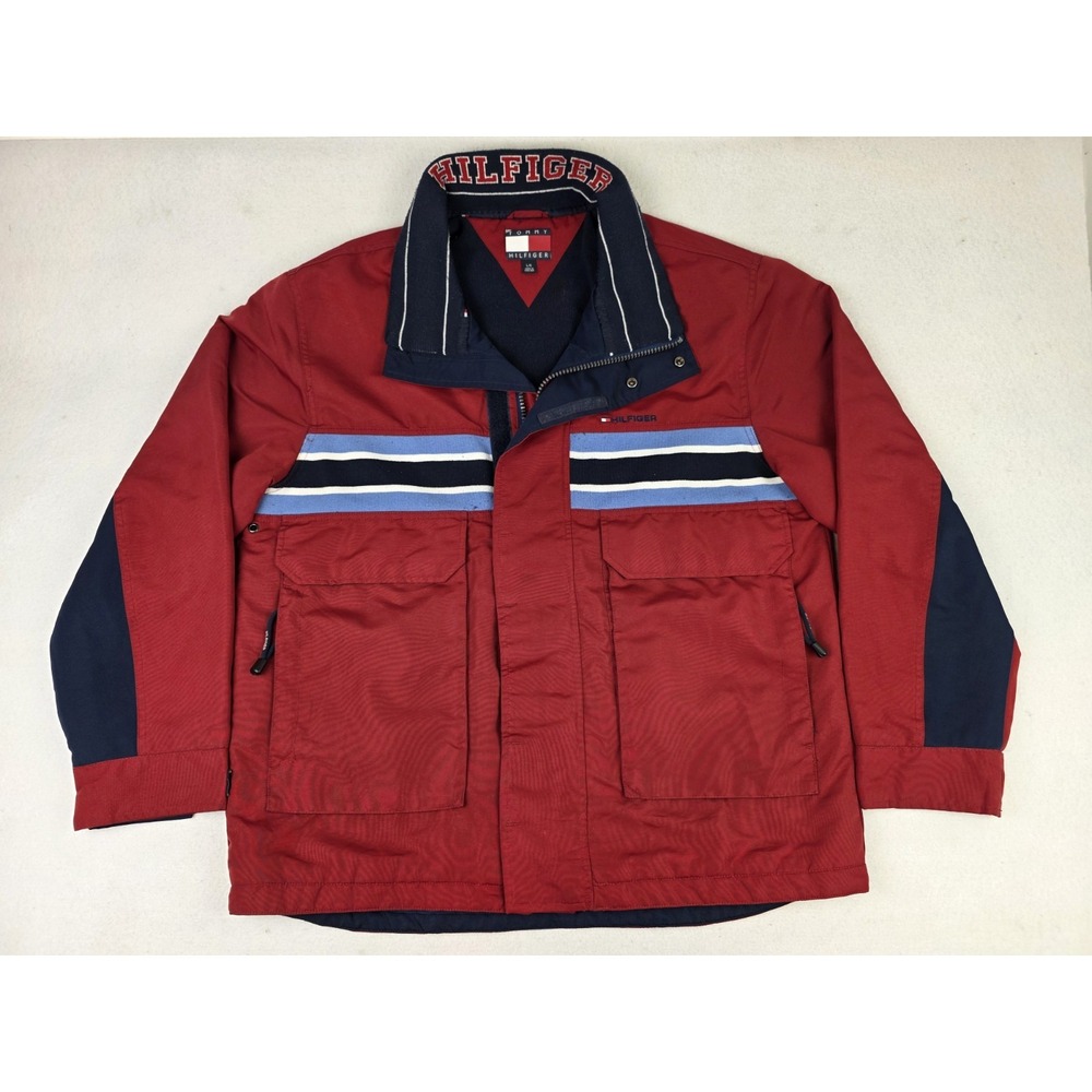 Vintage Tommy Hilfiger Full Zip Windbreaker Jacket Mens L Streetwear